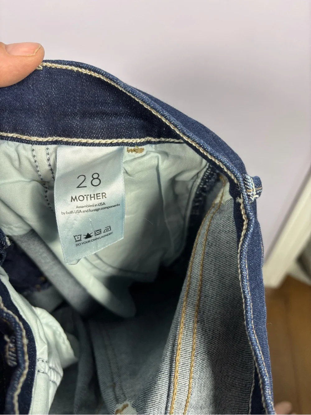 MOTHER Dark Indigo Wide-Leg Stretch Cargo Jeans Size 28 - Picture 8 of 10